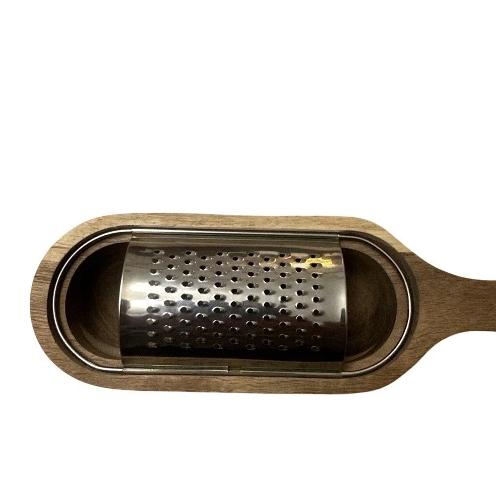 Cheese Grater Bloomingville Acaia Wood Stainless Steel  Built In Bowl Handle 10